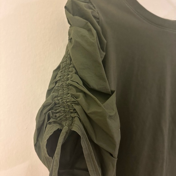 FRAME Ruched Tie Sleeve Tee - Fatigue Large - Picture 4 of 6